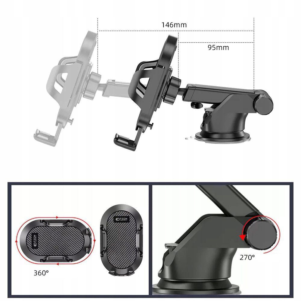 MONTAGGIO PER CELLULARE DA AUTO TECH-PROTECT MONTAGGIO UNIVERSALE NERO