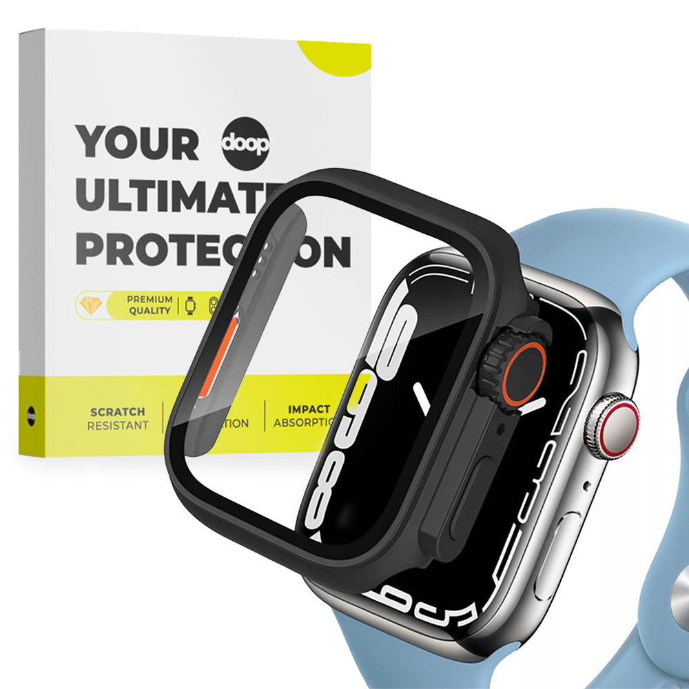 360° CASE PROTETTIVO PER APPLE WATCH 45 MM DOOP DEFENSE 360GUARD NERO/ARANCIONE