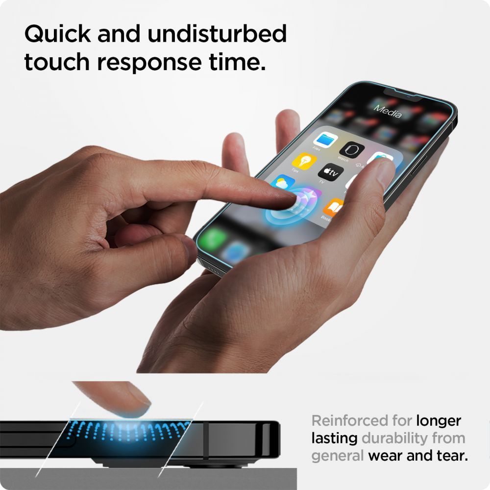 VETRO TEMPERATO SPIGEN GLAS.TR "EZ FIT" IPHONE 13 / 13 PRO / 14 / 16E