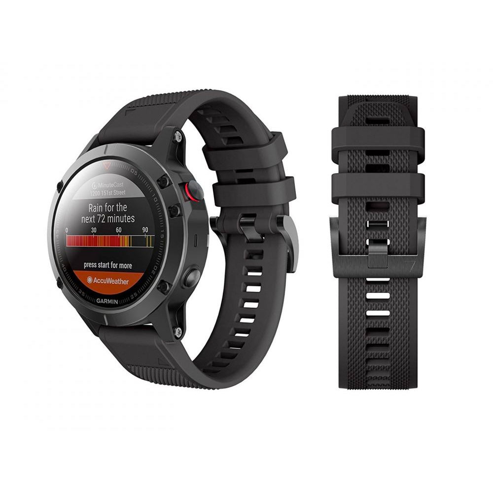 CINTURINO IN SILICONE PER GARMIN 26MM FENIX 3 / 5X / 3HR / 5X PLUS / 6X / 6X PRO / 7X DOOP DISCOVERER NERO
