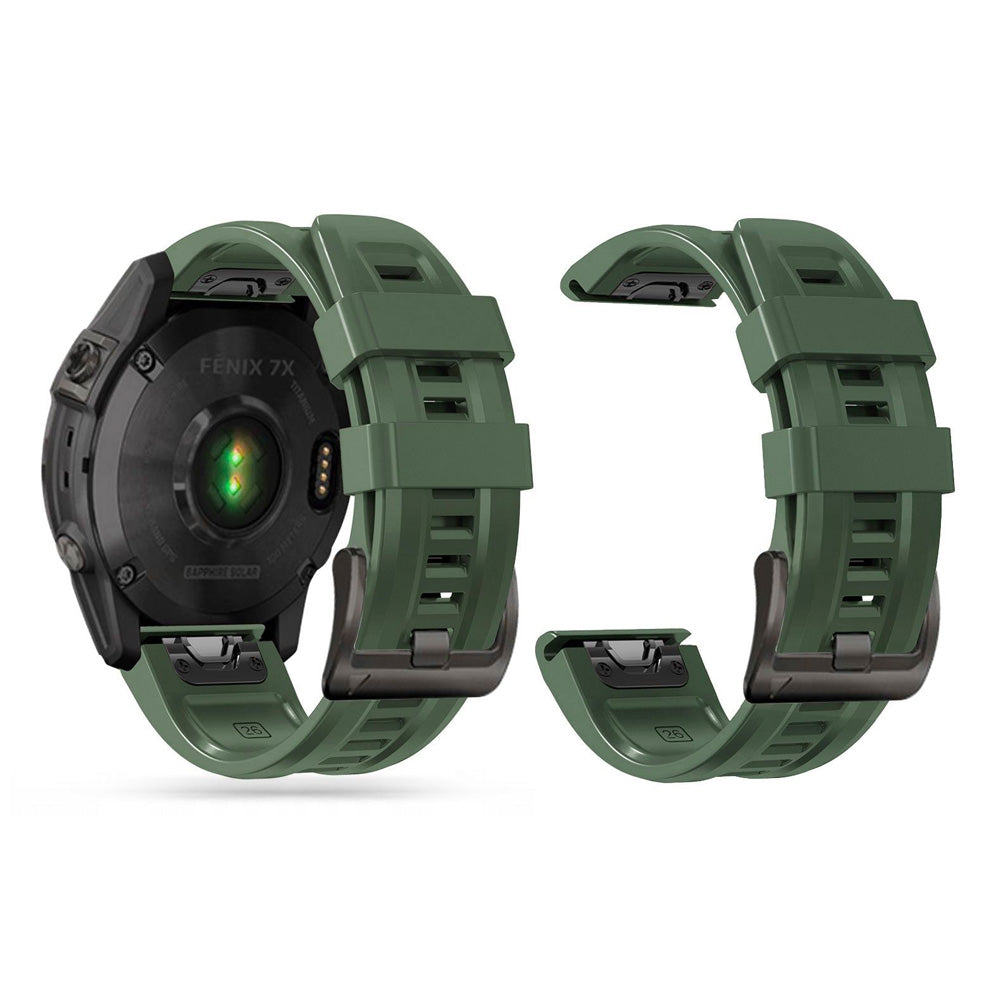 CINTURINO IN SILICONE PER GARMIN 26MM FENIX 3 / 5X / 3HR / 5X PLUS / 6X / 6X PRO / 7X DOOP EXPLORER VERDE MILITARE