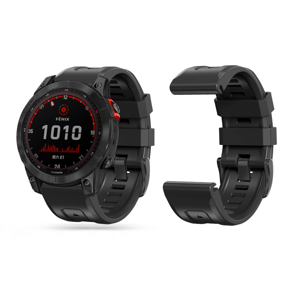 CINTURINO IN SILICONE PER GARMIN 22MM FENIX 5 / 6 / 6 PRO / 7 DOOP EXPLORER 22MM NERO