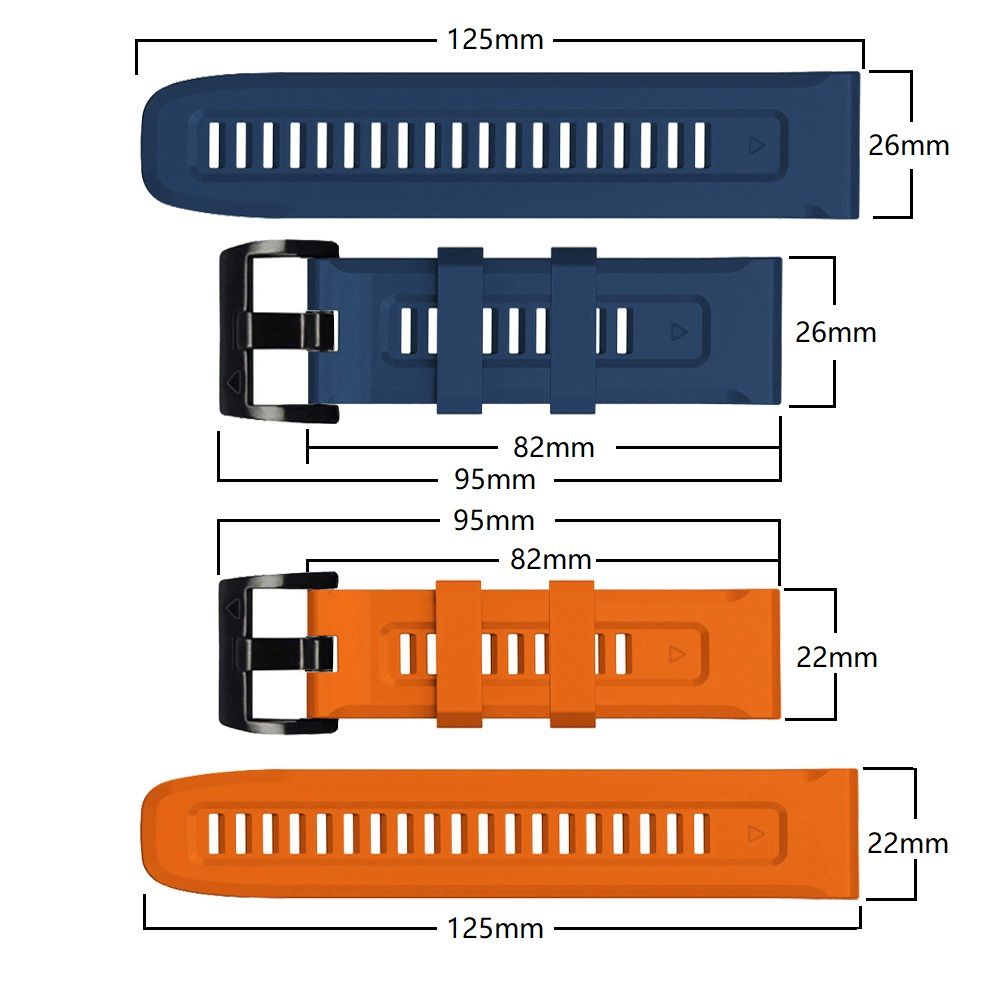 CINTURINO IN SILICONE PER GARMIN 26MM FENIX 3 / 5X / 3HR / 5X PLUS / 6X / 6X PRO / 7X DOOP EXPLORER BLU NAVY
