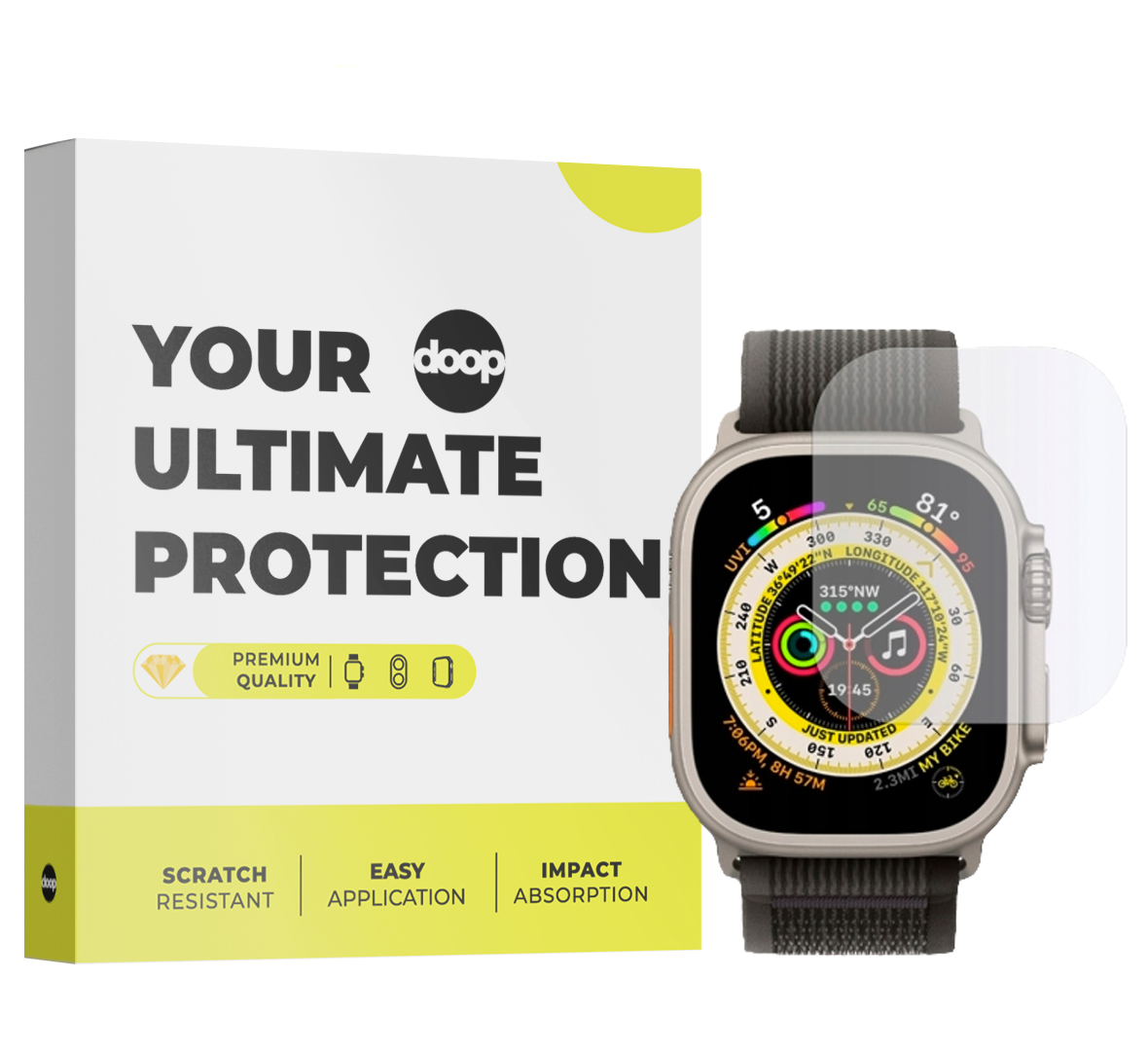 VETRO TEMPERATO PER APPLE WATCH ULTRA 49 MM DOOP GLASS CLEAR