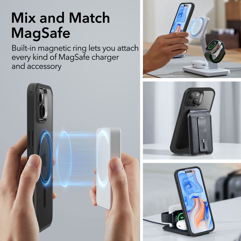 COPERTURA ESR CH HALOLOCK MAGSAFE IPHONE 15 NERO FROSTED