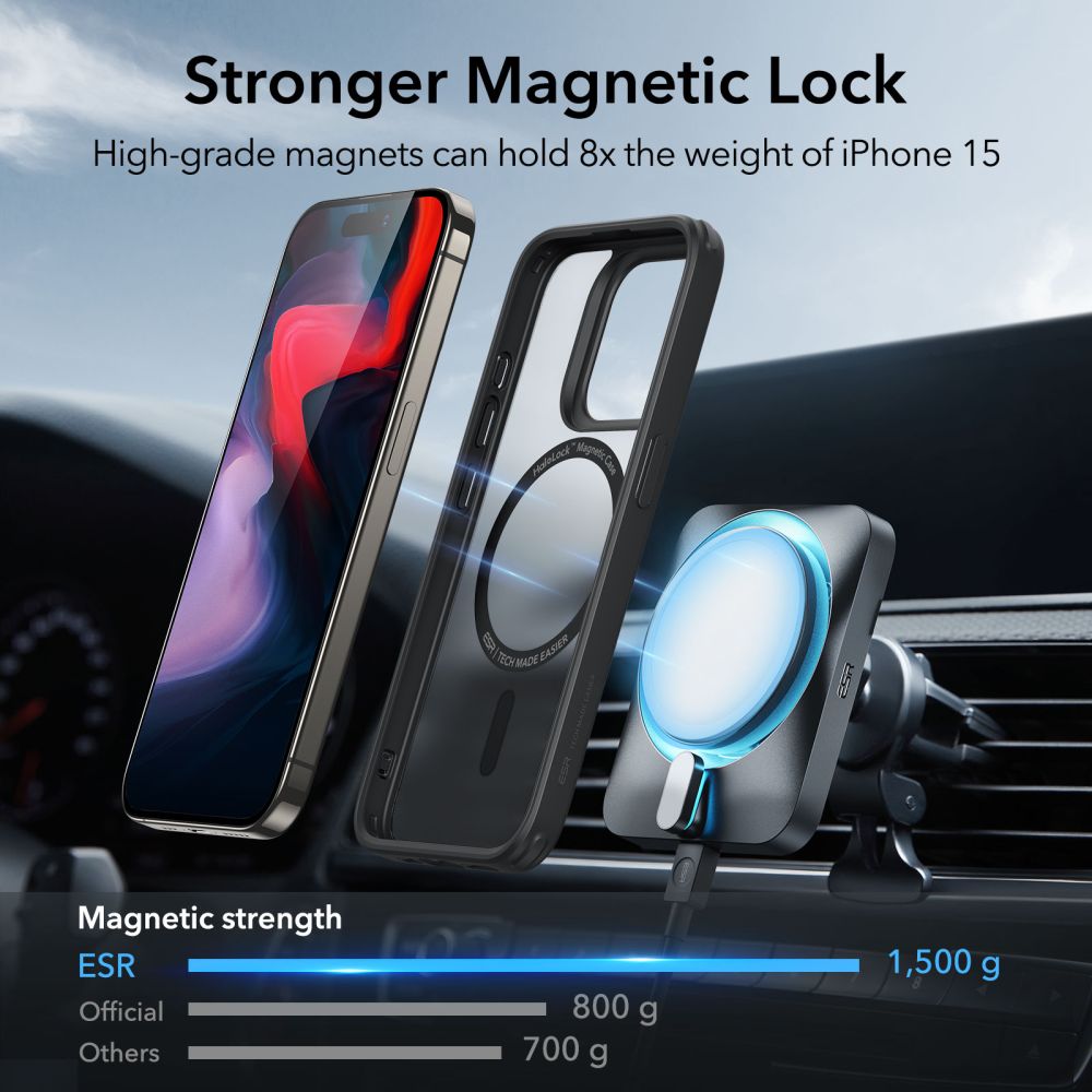 COPERTURA ESR CH HALOLOCK MAGSAFE IPHONE 15 PRO MAX NERO FROSTED
