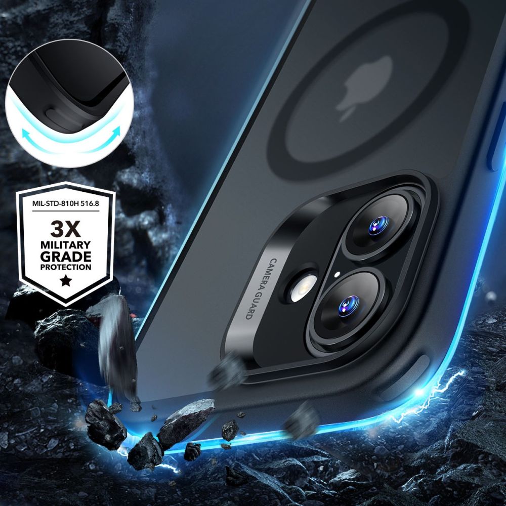 CUSTODIA ESR CLASSIC HYBRID HALOLOCK MAGSAFE & VETRO TEMPERATO IPHONE 16 NERO FROSTED
