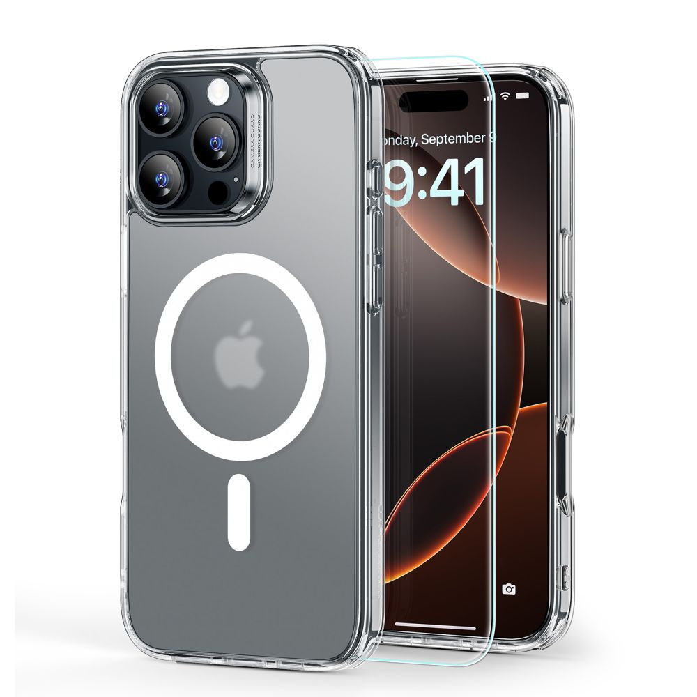 ESR CLASSIC HYBRID HALOLOCK MAGSAFE & VETRO TEMPERATO IPHONE 16 PRO TRASPARENTE FROSTED