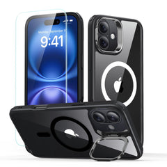 COPERTURA ESR CLASSIC HYBRID KICKSTAND HALOLOCK MAGSAFE & VETRO TEMPERATO IPHONE 16 TRASPARENTE/NERA