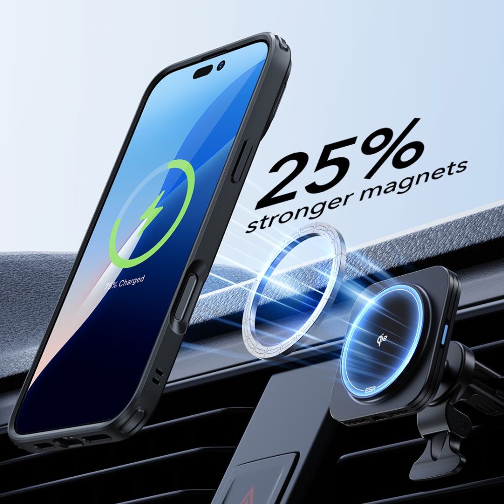 COPERTURA ESR CLASSIC HYBRID KICKSTAND HALOLOCK MAGSAFE & VETRO TEMPERATO IPHONE 16 NERO FROSTED