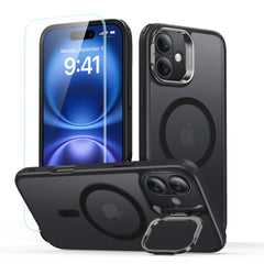 COPERTURA ESR CLASSIC HYBRID KICKSTAND HALOLOCK MAGSAFE & VETRO TEMPERATO IPHONE 16 NERO FROSTED
