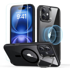 COPERTURA ESR CLASSIC HYBRID KICKSTAND HALOLOCK MAGSAFE & VETRO TEMPERATO IPHONE 16 PLUS TRASPARENTE/NERA