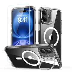 ESR CLASSIC HYBRID SUPPORTO HALOLOCK MAGSAFE E VETRO TEMPERATO IPHONE 16 PLUS TRASPARENTE