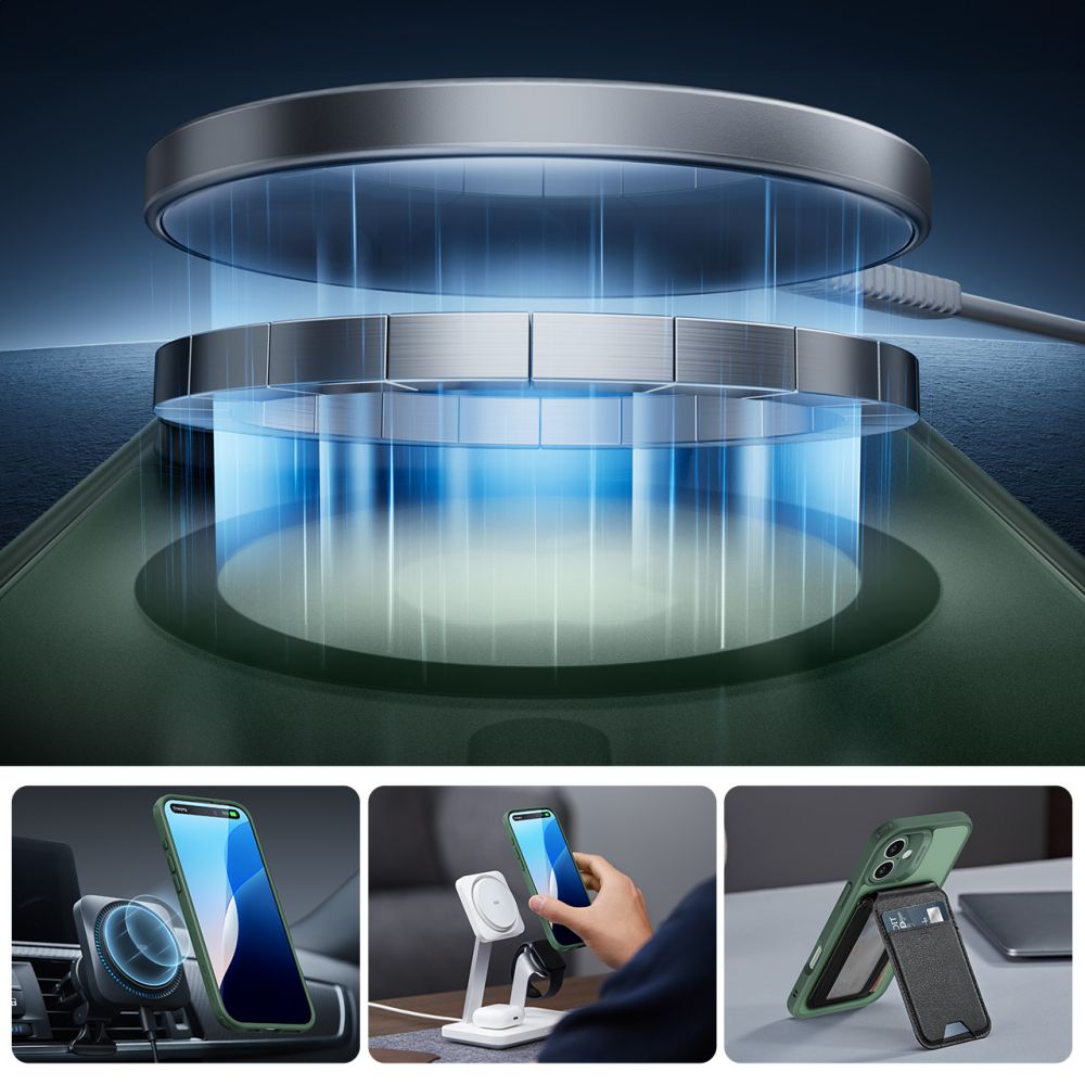 COPERTURA ESR CLASSIC PRO SET HALOLOCK MAGSAFE IPHONE 16 VERDE FROSTED