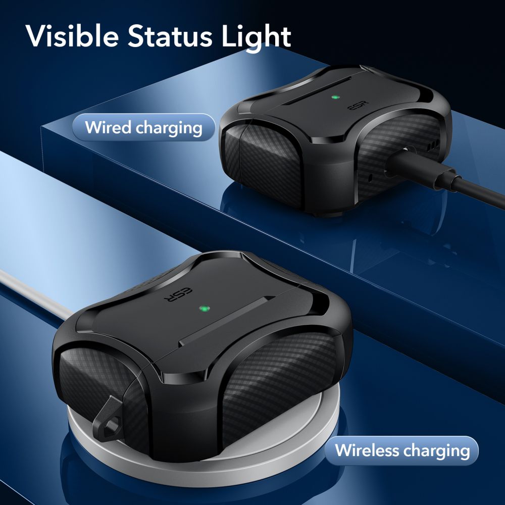 CUSTODIA ESR CYBER ARMOR HALOLOCK MAGSAFE APPLE AIRPODS PRO 1 / 2 NERA