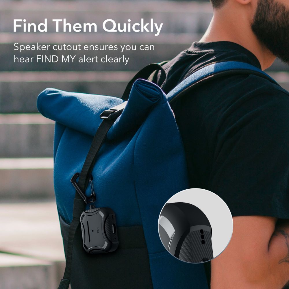 CUSTODIA ESR CYBER ARMOR HALOLOCK MAGSAFE APPLE AIRPODS PRO 1 / 2 NERA
