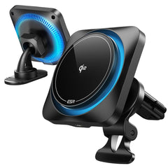 Supporto per telefono da auto con ricarica wireless ESR HALOLOCK CRYOBOOST MAGNETIC MAGSAFE MONTAGGIO PER CRUSCOTTO E VENTILAZIONE CARICATORE WIRELESS QI2 15W ONICE FROSTED