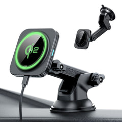 Supporto per telefono da auto con ricarica wireless ESR HaloLock Magnetic MagSafe per cruscotto, caricatore wireless QI2 15W nero.