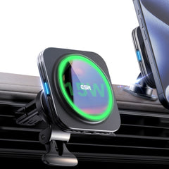 Supporto per telefono da auto con ricarica wireless ESR HaloLock Magnetic MagSafe Vent Car Mount Wireless Charger QI2 15W Nero