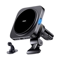 Supporto per telefono da auto con ricarica wireless ESR HaloLock Magnetic MagSafe Vent Car Mount Wireless Charger QI2 15W Nero