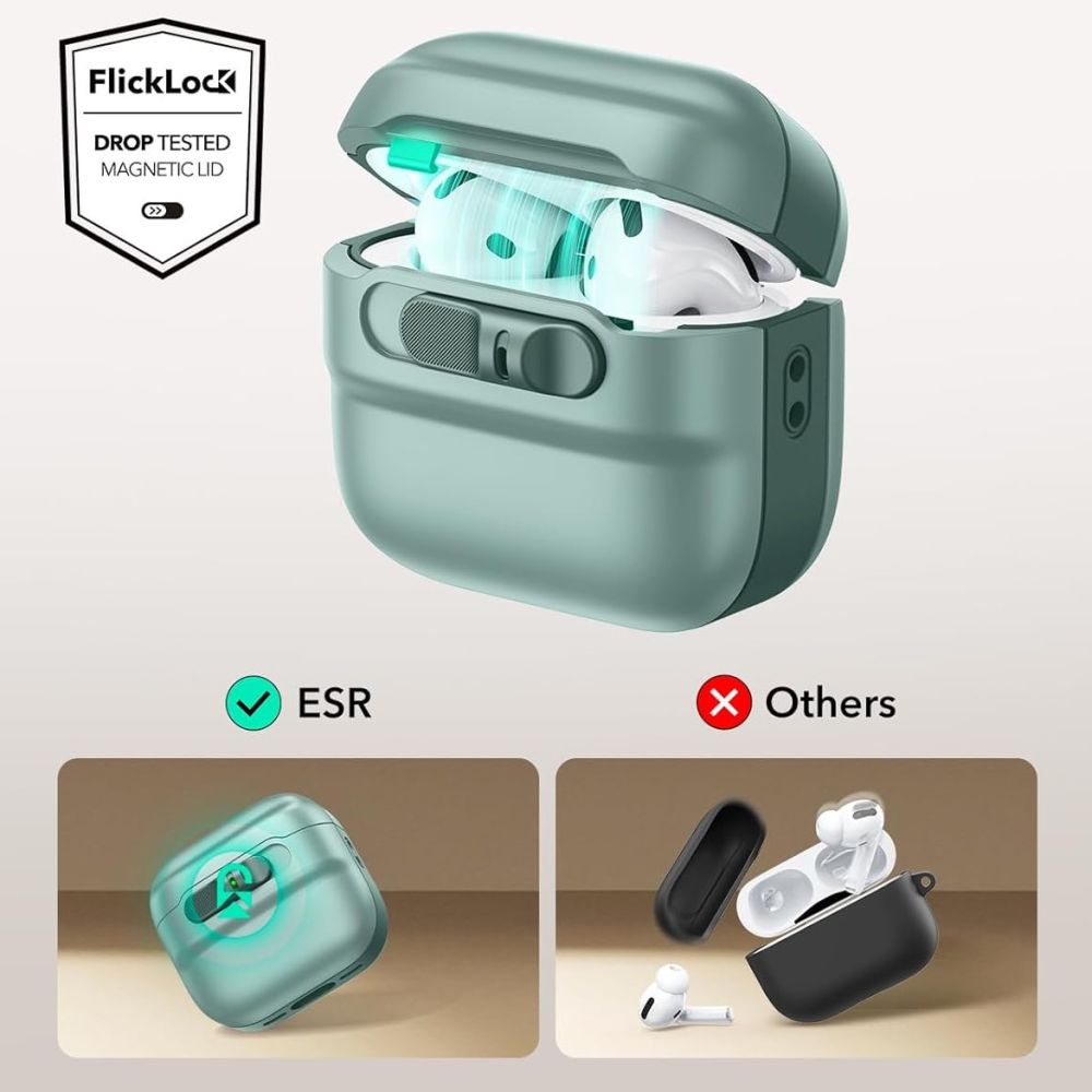 CUSTODIA ESR PULSE HALOLOCK MAGSAFE APPLE AIRPODS 4 VERDE