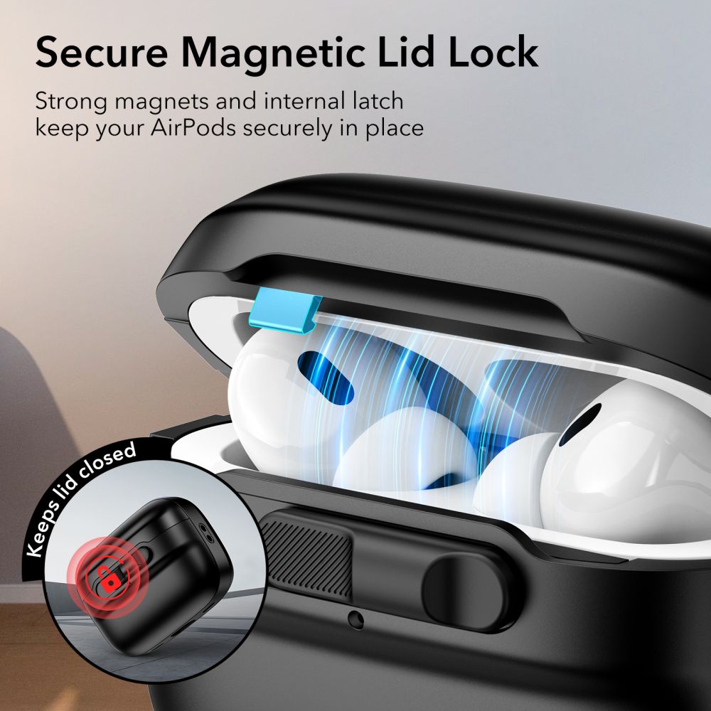 CUSTODIA ESR PULSE HALOLOCK MAGSAFE APPLE AIRPODS PRO 1 / 2 NERA
