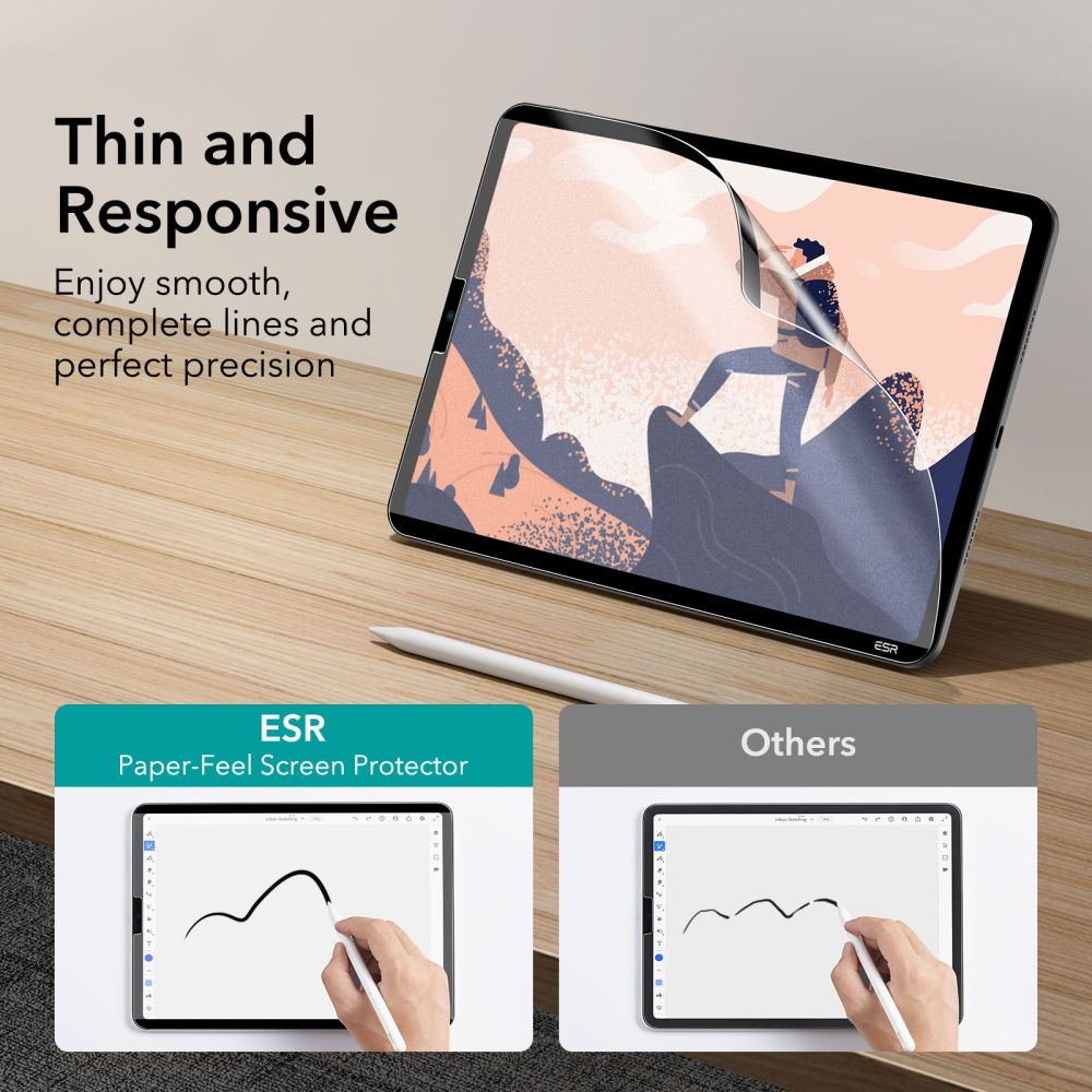 PELLE PROTETTIVA ESR PAPER FEEL MAGNETICA IPAD AIR 10.9 4 / 5 / 6 / 2020-2024 / PRO 11 2 / 3 / 4 / 2020-2022 OPACO TRASPARENTE