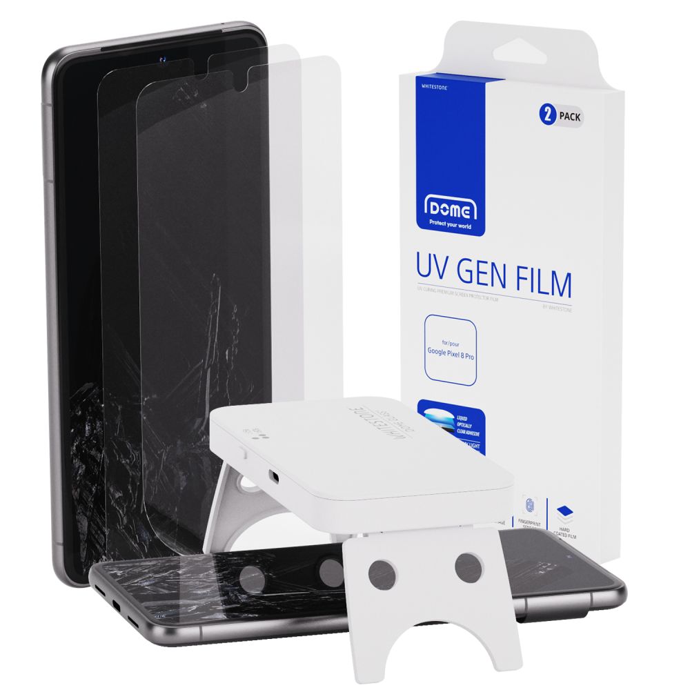 PELLE PROTETTIVA WHITESTONE DOME UV GEN FILM 2-PACK GOOGLE PIXEL 8 PRO TRASPARENTE