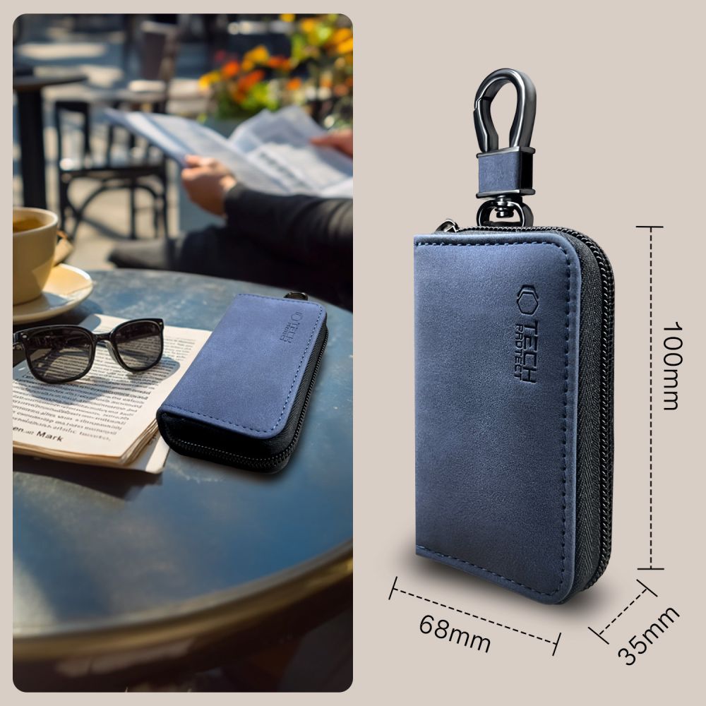 FARADAYA TECH-PROTECT KLR300 PORTA CHIAVE KEYLESS BLOCCO SEGNALE RFID CASE BLU NAVY