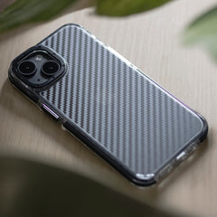 COPERTURA IN CARBONIO PER IPHONE 15 HEYCASE ACRILICO FIBRA NERA