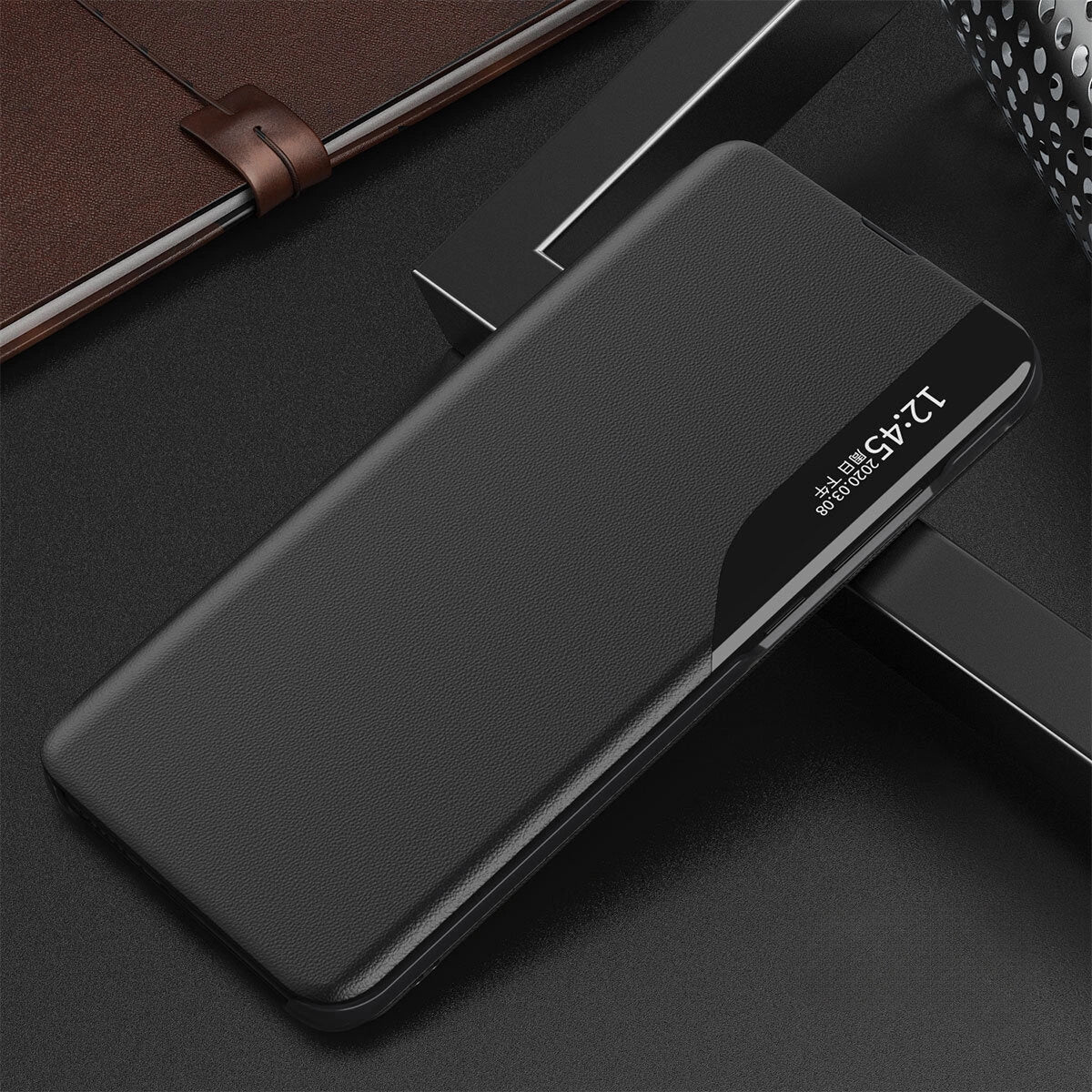 COPERTINA PER LIBRO PER XIAOMI POCO C65 / REDMI 13C HEYCASE SMART VIEW NERA