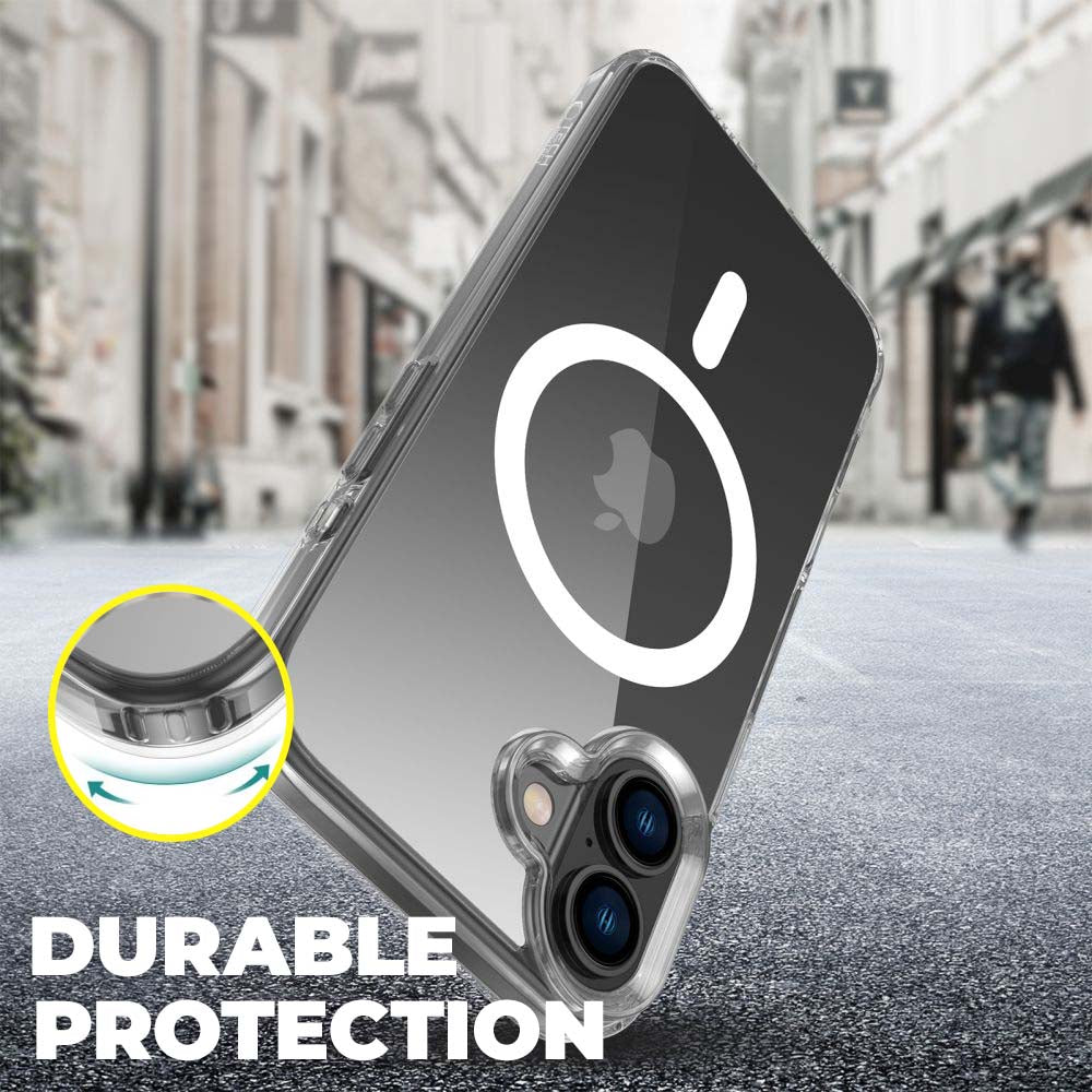 COPERTURA PER IPHONE 16 PLUS HEYCASE MAGSAFE SHOCK DEFENSE TRASPARENTE
