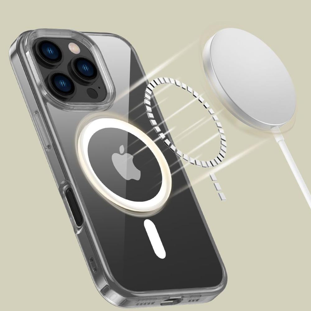 COPERTURA PER IPHONE 16 PRO MAX HEYCASE MAGSAFE SHOCK DEFENSE TRASPARENTE