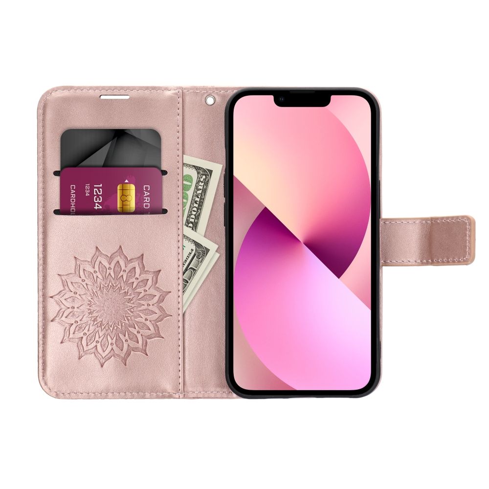 COPERTURA PER IPHONE 16 PLUS HEYCASE MEZZO WALLET MANDALA ROSE GOLD