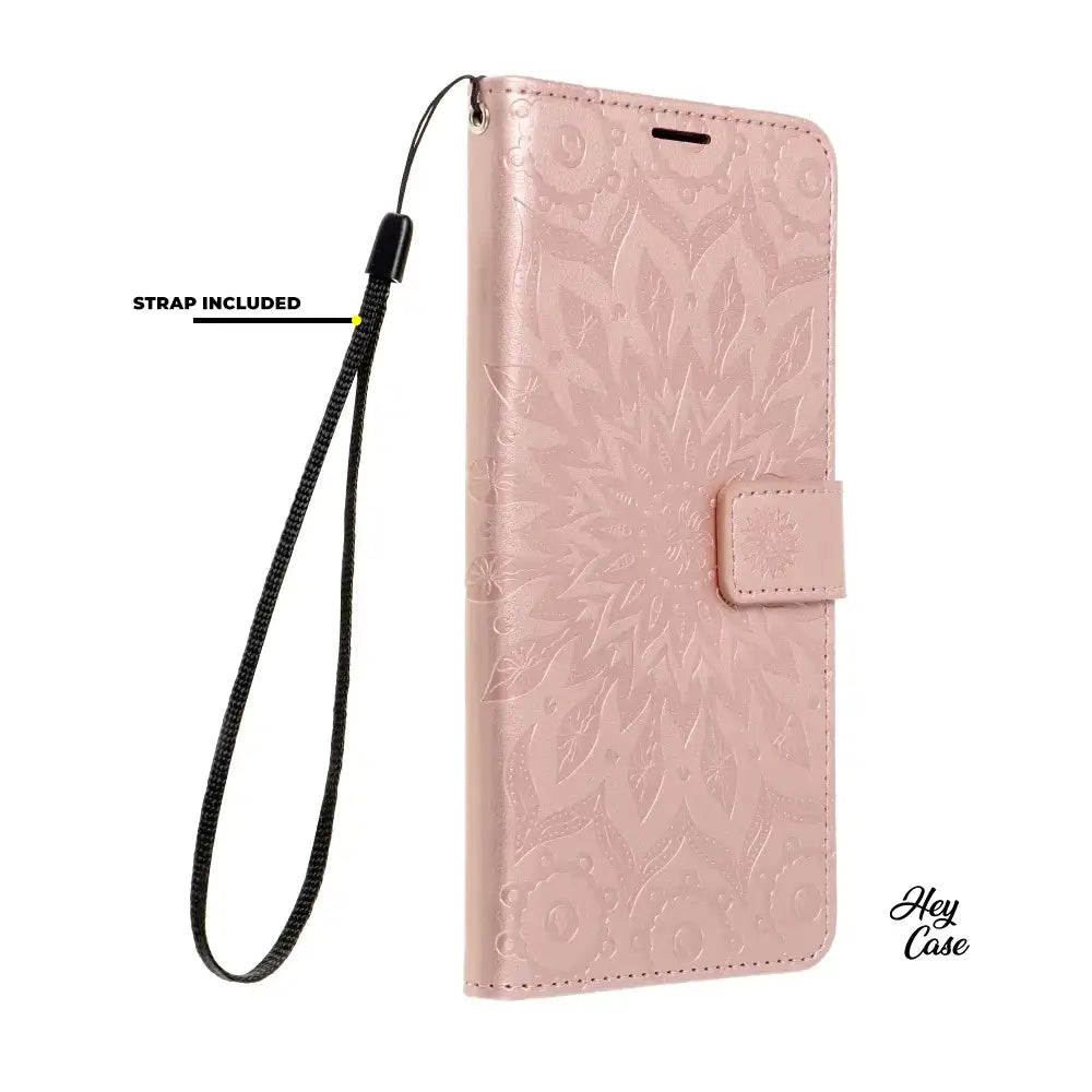 COPERTURA PER SAMSUNG GALAXY A15 4G / A15 5G HEYCASE MAGNET WALLET MANDALA ROSE GOLD
