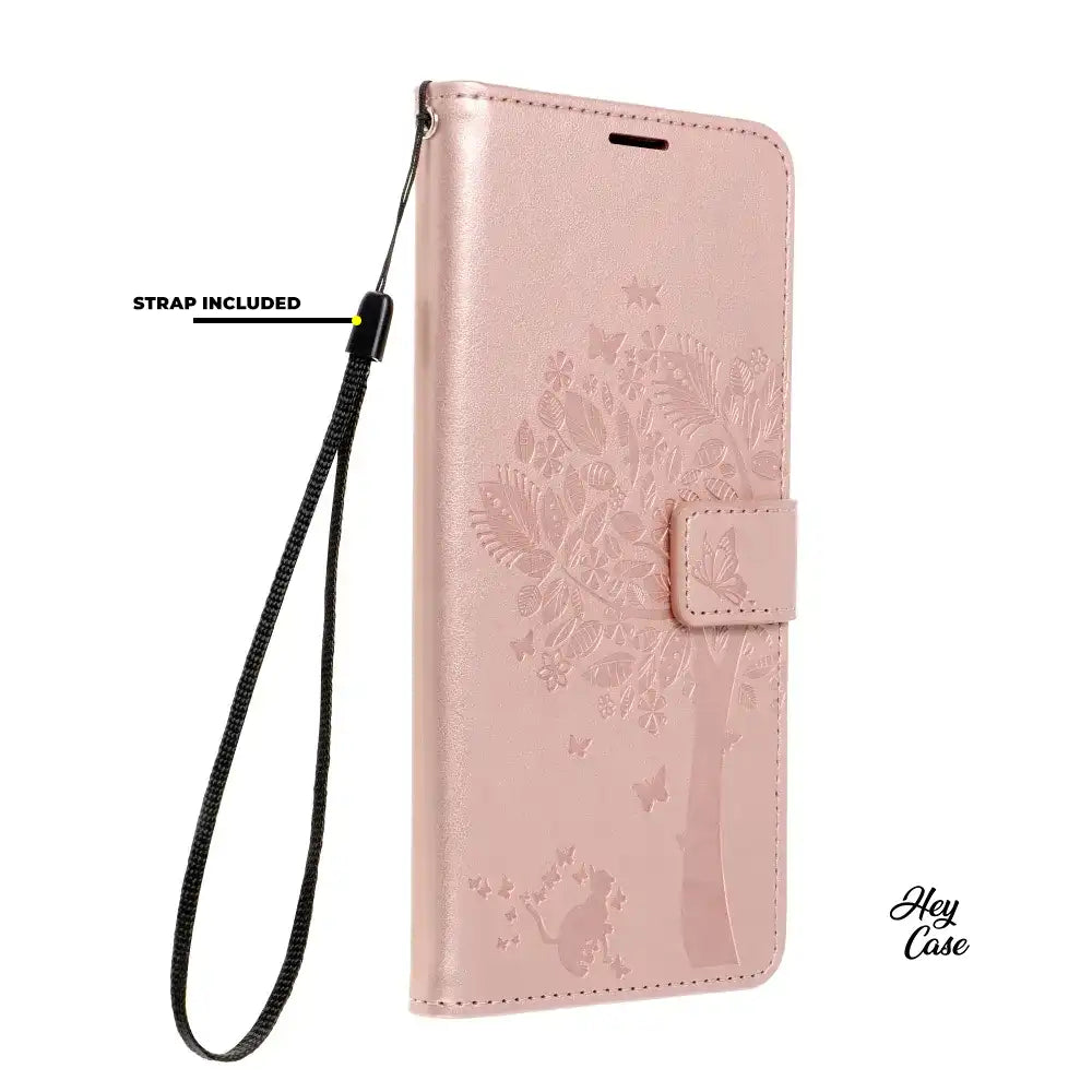 COPERTURA PER SAMSUNG GALAXY A55 5G HEYCASE MAGNET WALLET LEGNO ROSA