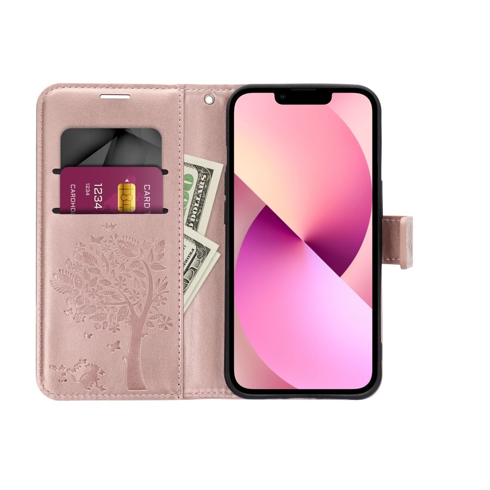 COPERTURA PER SAMSUNG GALAXY A55 5G HEYCASE MAGNET WALLET LEGNO ROSA