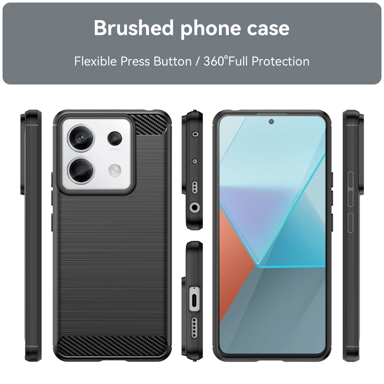 COPERTURA PER XIAOMI REDMI NOTE 13 PRO 5G HEYCASE CARBON BLACK
