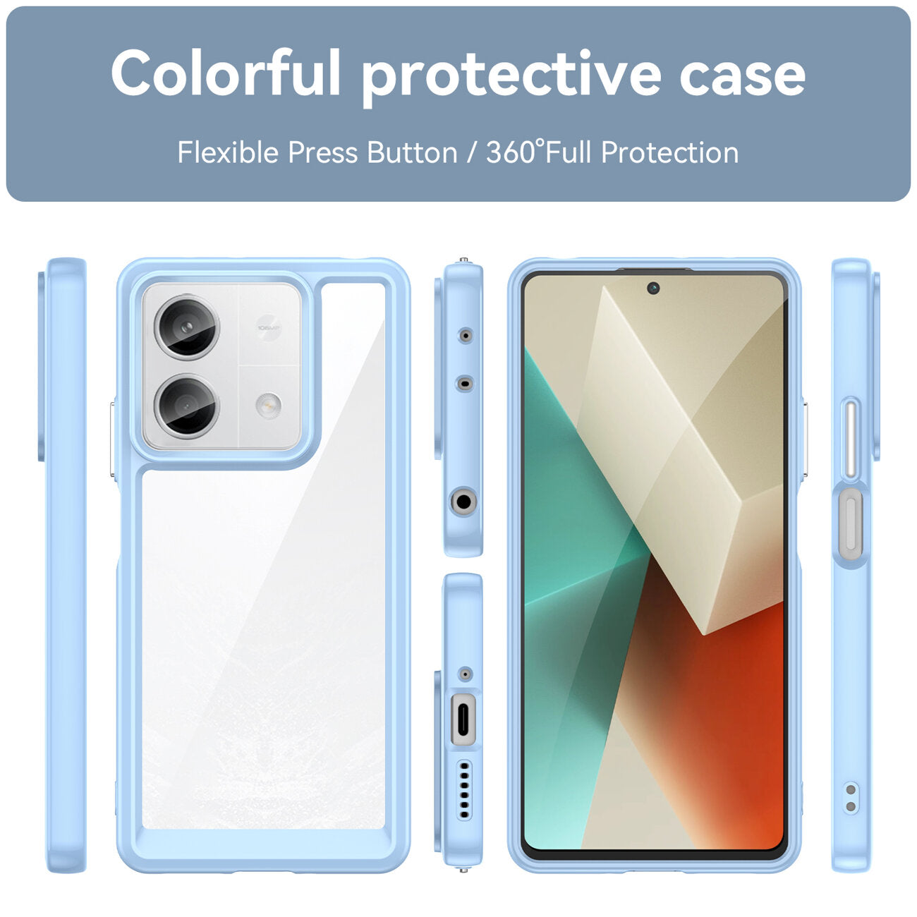 Custodia HeyCase Frame Xiaomi Redmi Note 13 Pro 5G Blu