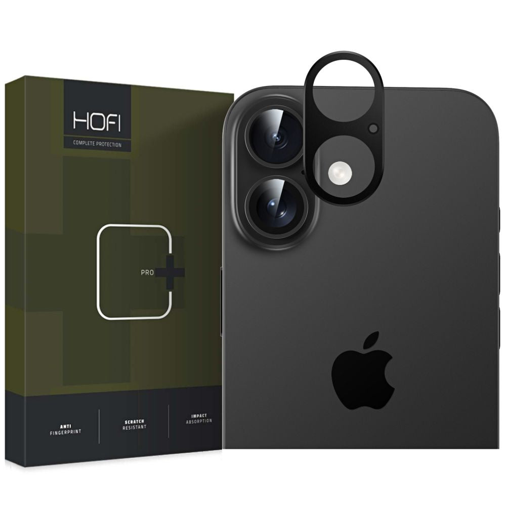 VETRO PROTETTIVO IN VETRO TEMPERATO PER LENTE DELLA FOTOCAMERA SU IPHONE 16 / 16 PLUS HOFI ALUCAM PRO+ NERO