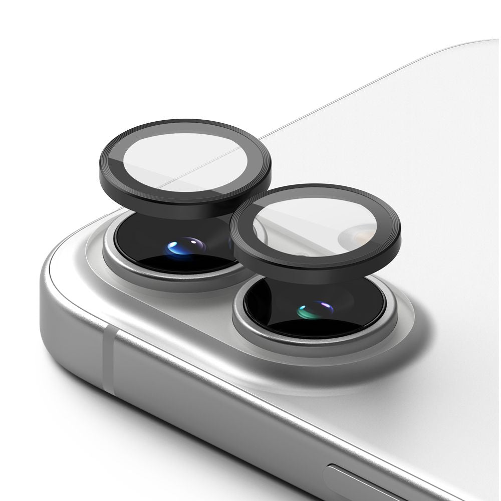 VETRO PROTETTIVO IN VETRO TEMPERATO PER L'OBIETTIVO DELLA FOTOCAMERA SU IPHONE 16 / 16 PLUS RINGKE CAMERA FRAME PROTECTOR 2-PACK NERO