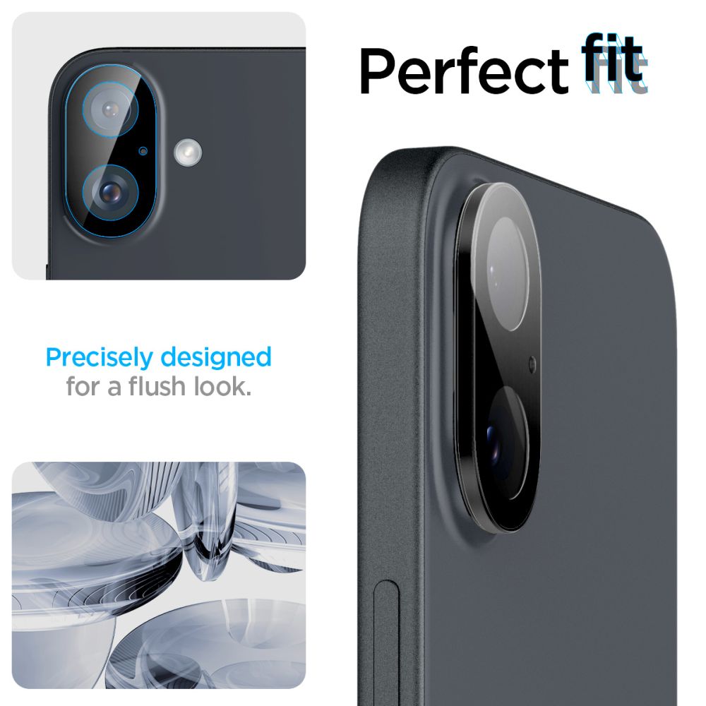 VETRO PROTETTIVO IN VETRO TEMPERATO PER LENTE DELLA FOTOCAMERA SPIGEN OPTIK GLAS.TR CAMERA PROTECTOR 2-PACK IPHONE 16 / 16 PLUS NERO