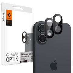 VETRO PROTETTIVO IN VETRO TEMPERATO PER LENTE DELLA FOTOCAMERA SPIGEN OPTIK GLAS.TR CAMERA PROTECTOR 2-PACK IPHONE 16 / 16 PLUS NERO