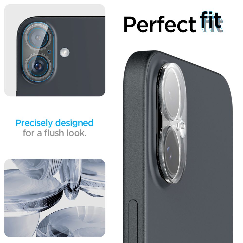 VETRO PROTETTIVO RIGIDO PER LENTE DELLA FOTOCAMERA SPIGEN OPTIK GLAS.TR CAMERA PROTECTOR 2-PACK IPHONE 16 / 16 PLUS CRYSTAL CLEAR