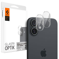 VETRO PROTETTIVO RIGIDO PER LENTE DELLA FOTOCAMERA SPIGEN OPTIK GLAS.TR CAMERA PROTECTOR 2-PACK IPHONE 16 / 16 PLUS CRYSTAL CLEAR