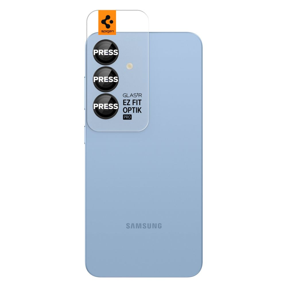 VETRO PROTETTIVO RIGIDO PER LENTE DELLA MACCHINA FOTOGRAFICA SPIGEN OPTIK PRO GLAS.TR "EZ FIT" PROTETTORE PER MACCHINA FOTOGRAFICA 2-PACK GALAXY S25 NERO