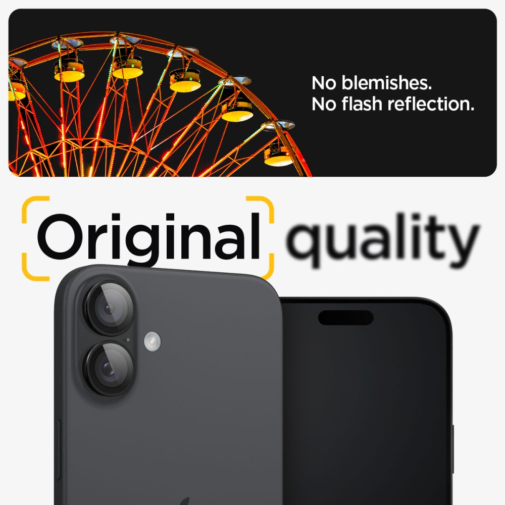VETRO PROTETTIVO RIGIDO PER LENTE DELLA FOTOCAMERA SPIGEN OPTIK PRO GLAS.TR "EZ FIT" PROTETTORE PER FOTOCAMERA 2-PACK IPHONE 16 / 16 PLUS NERO