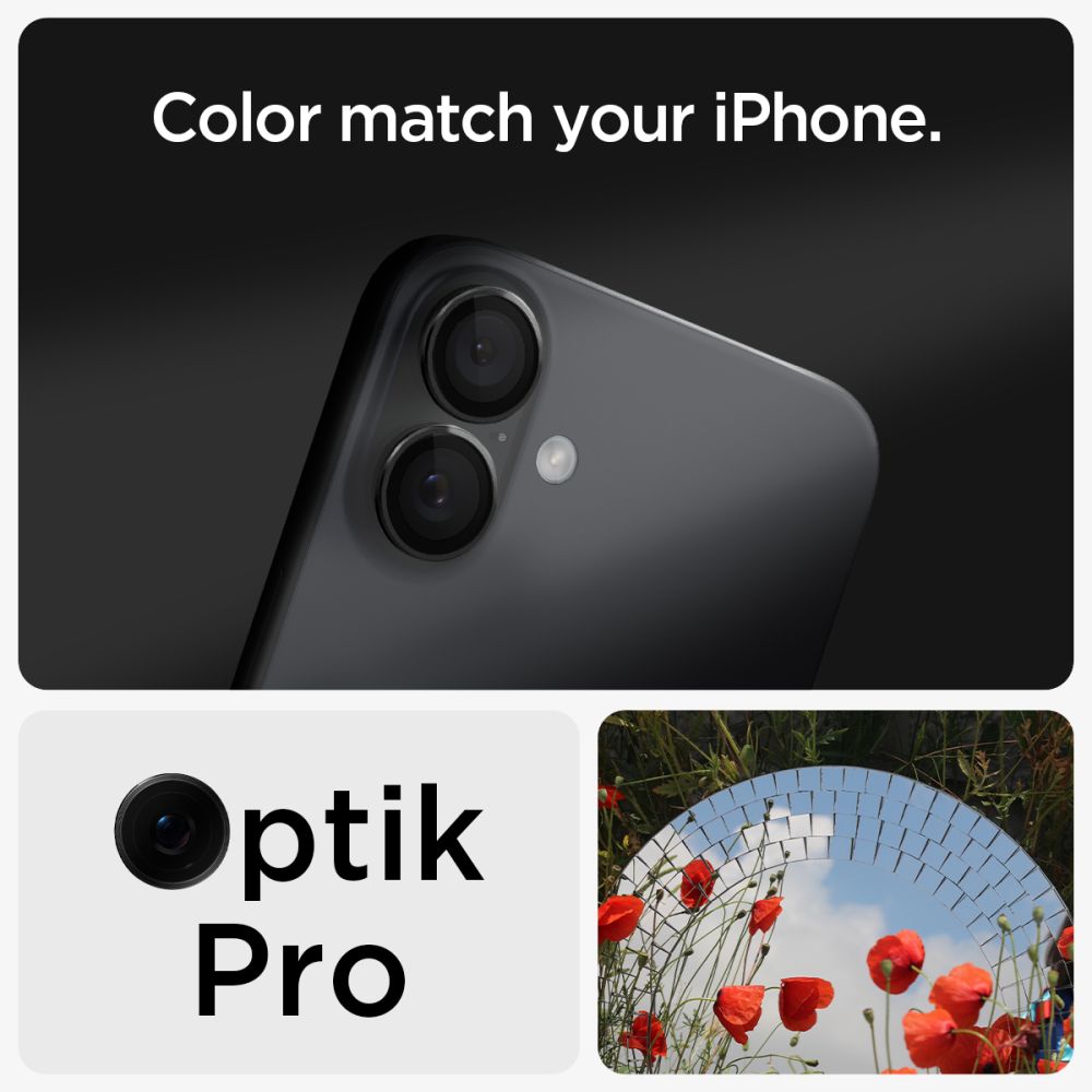 VETRO PROTETTIVO RIGIDO PER LENTE DELLA FOTOCAMERA SPIGEN OPTIK PRO GLAS.TR "EZ FIT" PROTETTORE PER FOTOCAMERA 2-PACK IPHONE 16 / 16 PLUS NERO