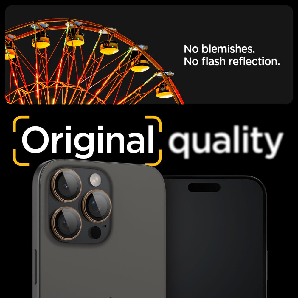VETRO PROTETTIVO RIGIDO PER LENTE DELLA FOTOCAMERA SPIGEN OPTIK PRO GLAS.TR "EZ FIT" PROTETTORE PER FOTOCAMERA 2-PACK IPHONE 16 PRO / PRO MAX DESERT TITANIUM