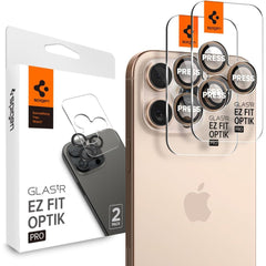 VETRO PROTETTIVO RIGIDO PER LENTE DELLA FOTOCAMERA SPIGEN OPTIK PRO GLAS.TR "EZ FIT" PROTETTORE PER FOTOCAMERA 2-PACK IPHONE 16 PRO / PRO MAX DESERT TITANIUM